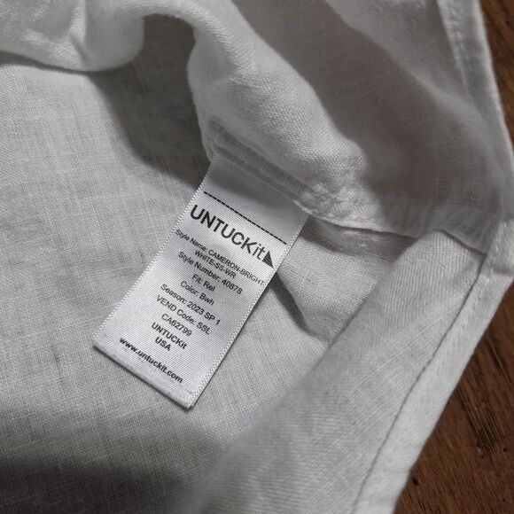 UNTUCKit Relaxed Fit Linen Shirt Large Wrinkle Free Button Up White - Picture 5 of 7